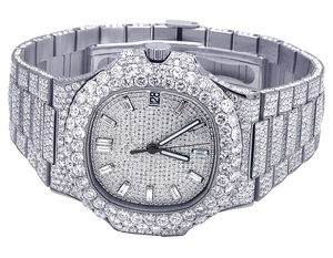 Hot Selling 41mm Tonneau Inspired Analog Stainless Steel <b>Watch</b> Iced Moissanite Diamond Glass Limited Edition for Sport Business - Product Image 3