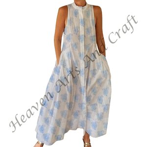 Mono Largo Étnico 100% Algodón, Mono Largo Informal Estilo Bohemio, Escote Transpirable, Ropa con Estampado Tribal - Product Image 3