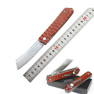 ดามัสกัสมีดพกพายุทธวิธีมีความแข็งสูงใบมีดพับได้สำหรับการล่าสัตว์กลางแจ้งตั้งแคมป์ DIY ใช้ในอุตสาหกรรมมีดล่าสัตว์ไม้มะเกลือ - Product Image 1