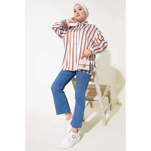 Camisa de satén con patrón de rayas azul - Product Image 2