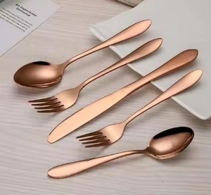 Couverts en acier inoxydable 304 de qualité alimentaire argenterie plaqué or couteau cuillère et fourchette ensemble de couverts de polissage miroir - Product Image 4