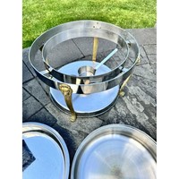 Round Roll Top Full Size Chafer Chafing Dish Messing beine Schönes Metall und Glas Food Warmer Buffet mit Klauen fuß