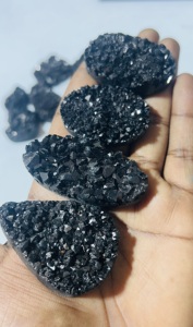 Alto Natural negro volcánico Druzy piedra preciosa forma mixta cuarzo cabujón Rosa teñido lote suelto para joyería curativa Rosa Negra, - Product Image 3