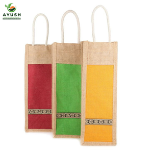 Single bottle <b>bags</b> made of jute with cotton handle customizable bottle <b>bags</b> <b>for</b> gifting & <b>packing</b> - Product Image 4