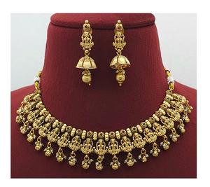 Elegante Juego de Collar y Aretes con Acabado Dorado Mate de Primera Calidad, Impresionante Colección para Bodas para Mujer - Product Image 1