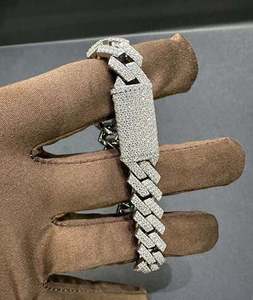 Bracelet VVS Moissanite en argent sterling 925 10MM 8 pouces Bracelets et bracelets - Product Image 3