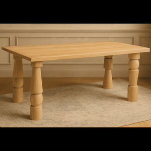 Elegante Mesa de Comedor de Madera Maciza Hecha a Mano, Diseño Moderno, Construcción Duradera, Acabado Natural, Forma Rectangular, Muebles para el Hogar Tallados - Product Image 1