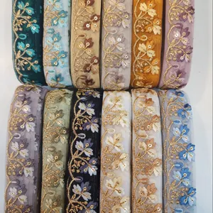 Tela de encaje vestido de lujo tela de encaje con cuentas Mujeres Sudanesas Toub al por mayor duradero usando bajo PR - Product Image 1