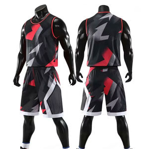 Ensemble d'uniformes de basket-ball réversibles pour hommes Maillot de sport respirant et short en maille Débardeur d'entraînement Grande taille 2 côtés OEM - Product Image 1