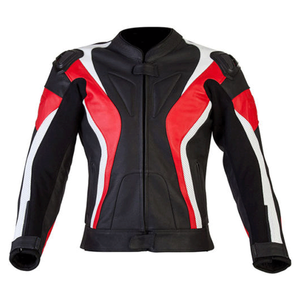 High Quality Red & Black Cowhide Leather Winter Motorbike Jacket CE Protections Windproof Motorcycle Riding Genuine Leather Men - Product Image 1