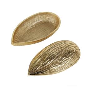 Bajo MOQ Premium creativo moderno forma de almendra tono dorado aluminio desechable decorativo fruta seca servir fabricante de artículos - Product Image 1