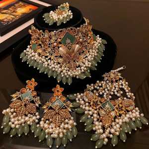 AA IMPEX tradicional antiguo boda moda conjuntos de joyería para mujeres elegante indio collar pendientes cadena de eslabones estilo de moda - Product Image 5