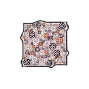 Grey Silk Twill Printed Square Scarf-Luxury Polyester Custom Design for Spring Summer & Winter - Product Image 1