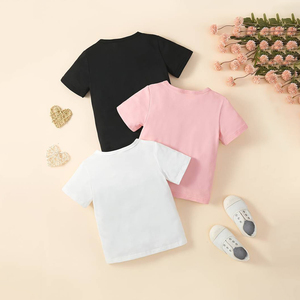 เสื้อยืดเด็กผู้หญิงแบบแห้งเร็วเสื้อยืดแขนสั้นสีพื้นคอกลมสำหรับผู้หญิงเสื้อยืดลำลองทรงสลิมฟิต - Product Image 2