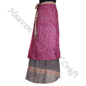 New Wrap Skirt Sari Wrap Twilight Blue <b>Beach</b> Sarong Reversible Wrap Skirt Reversible Vintage Silk <b>Magic</b> 38 Inch - Product Image 3