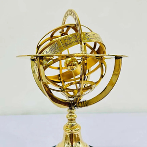 Antiguo Vintage Zodiaco Esfera Globo Náutico Latón Armillary Pantalla de madera Pirata Antiguo Graduación Año Nuevo Día de San Valentín - Product Image 1