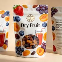 Op maat gemaakte digitaal bedrukte vochtbestendige staande zakjes voor gedroogd fruit, 120g 200g 500g, met ziplock en transparant venster