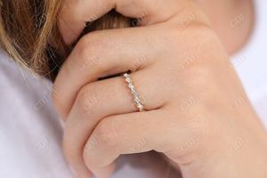 Baguette แหวนแต่งงานผู้หญิงเพชรโตในห้องปฏิบัติการ7 2024สั่งทำแหวนแต่งงานทองคำ14K จับคู่กับงานแต่งงาน - Product Image 5