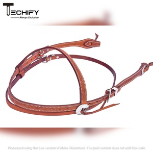 Best Quality Leather Headstall Training Headstall with Nickel Plated Steel Buckles and Snaps at <b>Bit</b> Ends - Product Image 5