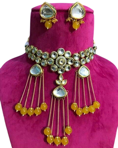 Conjunto de collar Kundan Meenakari de alta calidad para mujer, joyería nupcial india tradicional con pendientes, conjunto de Ropa Étnica y festiva - Product Image 1