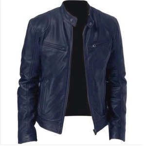 Manteau de moto à manches longues 2024 Veste en cuir pour homme Blazer vintage Veste pour homme en cuir PU - Product Image 4