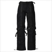 Pantalon décontracté noir en jean respirant style gothique punk éco-responsable pour femme, coupe droite avec poches, mode coréenne, idéal pour les fêtes