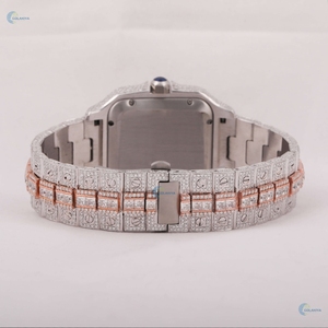 Reloj de pulsera de lujo de dos tonos Hip Hop Full Iced Out Watch Lab Grown Diamond Roman Numerical Dial Reloj de pulsera - Product Image 4