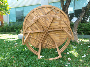 Mesa de exterior redonda de Acacia moderna para el hogar, el patio o los muebles de exterior - Product Image 3