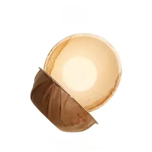 Eco Friendly Organic Betel Nut Food Container From Thailand Unbleached Natural Packaging Leaf with Round Shape