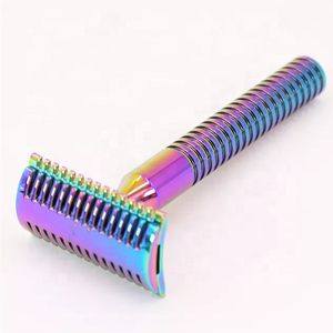 Rasoir de sécurité pour hommes réutilisable écologique de qualité supérieure en acier inoxydable couleur arc-en-ciel double lame caractéristique jetable - Product Image 5