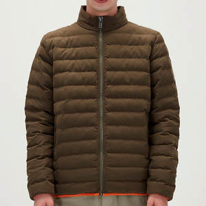 Veste matelassée en toile brodée personnalisée pour homme, marron bronze, manteau d'hiver léger, isolé, parka d'extérieur imperméable, réversible - Product Image 1