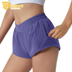 Vente en gros Short de course à séchage rapide Sport double couche taille élastique Short de yoga d'entraînement actif Short de cyclisme en plein air pour femmes - Product Image 5