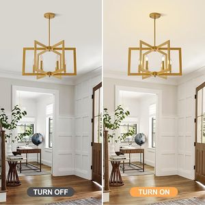 โคมไฟระย้าสีทอง6ดวงแบบโมเดิร์นโคมไฟเพดานทรงเรขาคณิตสไตล์อุตสาหกรรมสำหรับห้องโถงและห้องรับประทานอาหารสำหรับบ้านสำนักงาน - Product Image 4