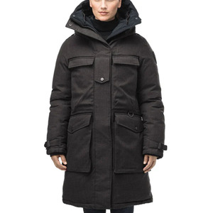 Veste d'hiver matelassée tricotée et à capuche Parka noire personnalisée de la meilleure qualité pour femmes - Product Image 1