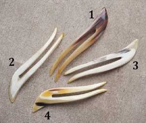 Épingle à cheveux en corne de buffle naturelle originale, accessoire de fourche à cheveux sculpté à 2 broches pour filles par f s international - Product Image 2