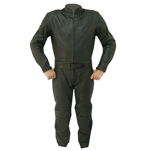ชุดแข่งรถมอเตอร์ไซด์หนัง cowhide 2ชิ้นสีดำล้วนแบบนิ่ม - Product Image 1