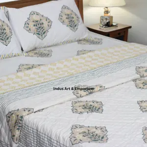 ขายส่งผ้านวมพิมพ์ลายผ้าฝ้ายฮานด์บล็อกจากอินเดีย - Product Image 1