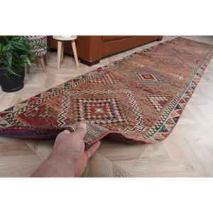 พรมตุรกีโบราณ ขนาด 2.7x12.6 ฟุต พรมขนแกะเปอร์เซียสีแดง - Product Image 2