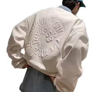 เสื้อสเวตเตอร์คอตตอนโอเวอร์ไซส์ผ้าคอตตอน100เปอร์แขนยาวปล่อยชายเสื้อไม่มีปกมีฮู้ดและโลโก้ด้านหน้า - Product Image 3