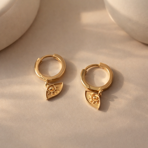 Evil Eye Drop <b>Huggie</b> <b>Earrings</b>-Fashion Statement Jewelry - Product Image 5