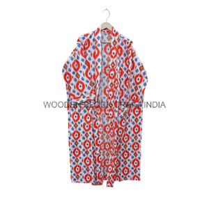 กิโมโนผ้าฝ้ายเนื้อนุ่มระบายอากาศได้ดีและอ่อนโยนสำหรับชุดกิโมโนคอวีผิวบอบบางมีดีไซน์เรียบง่ายและพิมพ์ลายดอกไม้สำหรับสวมใส่สบายๆ - Product Image 5