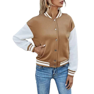 2026 vente en gros recadrée culture nouvelle mode université veste femmes surdimensionné personnalisé en cuir Letterman Baseball vestes - Product Image 1