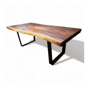 โต๊ะรับประทานอาหารไม้อะคาเซียขอบแบบสดทำจากไม้เนื้ออ่อนธรรมชาติขาโลหะโต๊ะสำหรับร้านอาหารเฟอร์นิเจอร์ตามสั่ง - Product Image 4