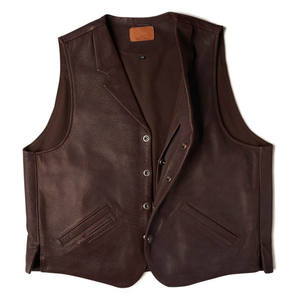 Chaleco de invierno de cuero marrón oscuro para hombre 2025 con bolsillos delanteros sin mangas MOQ bajo estilo clásico Chaleco de moda de talla grande - Product Image 2