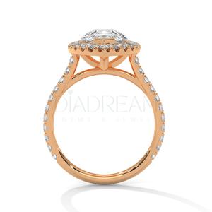 Nueva llegada 14KT oro blanco sólido Moissanite diamante pera corte Halo ajuste anillo para mujeres boda de lujo y joyería de fiesta - Product Image 6