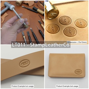 LT011 Sello de cuero con forma de ojo geométrico 15x15mm (9/16 "x 9/16") Cuero hecho a mano - Product Image 1