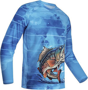 Vente en gros de maillots de pêche unisexes imperméables 100% polyester avec logo personnalisé UPF 50+ antibactériens à séchage rapide pour activités de plein air - Product Image 1