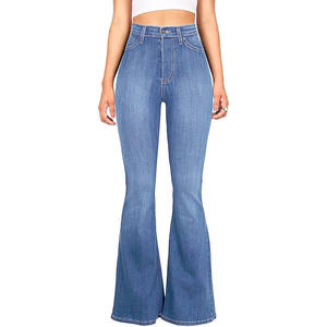 Nueva ropa de calle, pantalones de mezclilla apilados acampanados, pantalones de mezclilla personalizados transpirables, pantalones de mezclilla apilados ajustados para mujer - Product Image 1