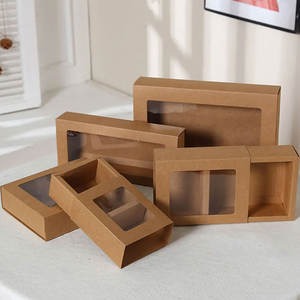 Caja de embalaje de papel Kraft con ventana transparente, cajón plegable, Cajas de Regalo para dulces y galletas, caja de exhibición de joyería - Product Image 2