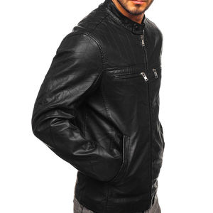 Chaqueta impermeable a prueba de viento con cuello levantado de alta calidad, chaqueta de cuero PU para motocicleta, chaqueta de cuero - Product Image 5